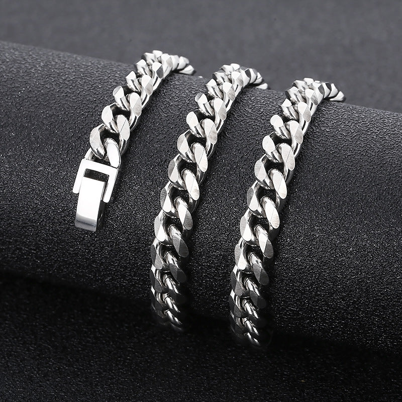 Polished Stainless Steel Cuban Chain Necklace