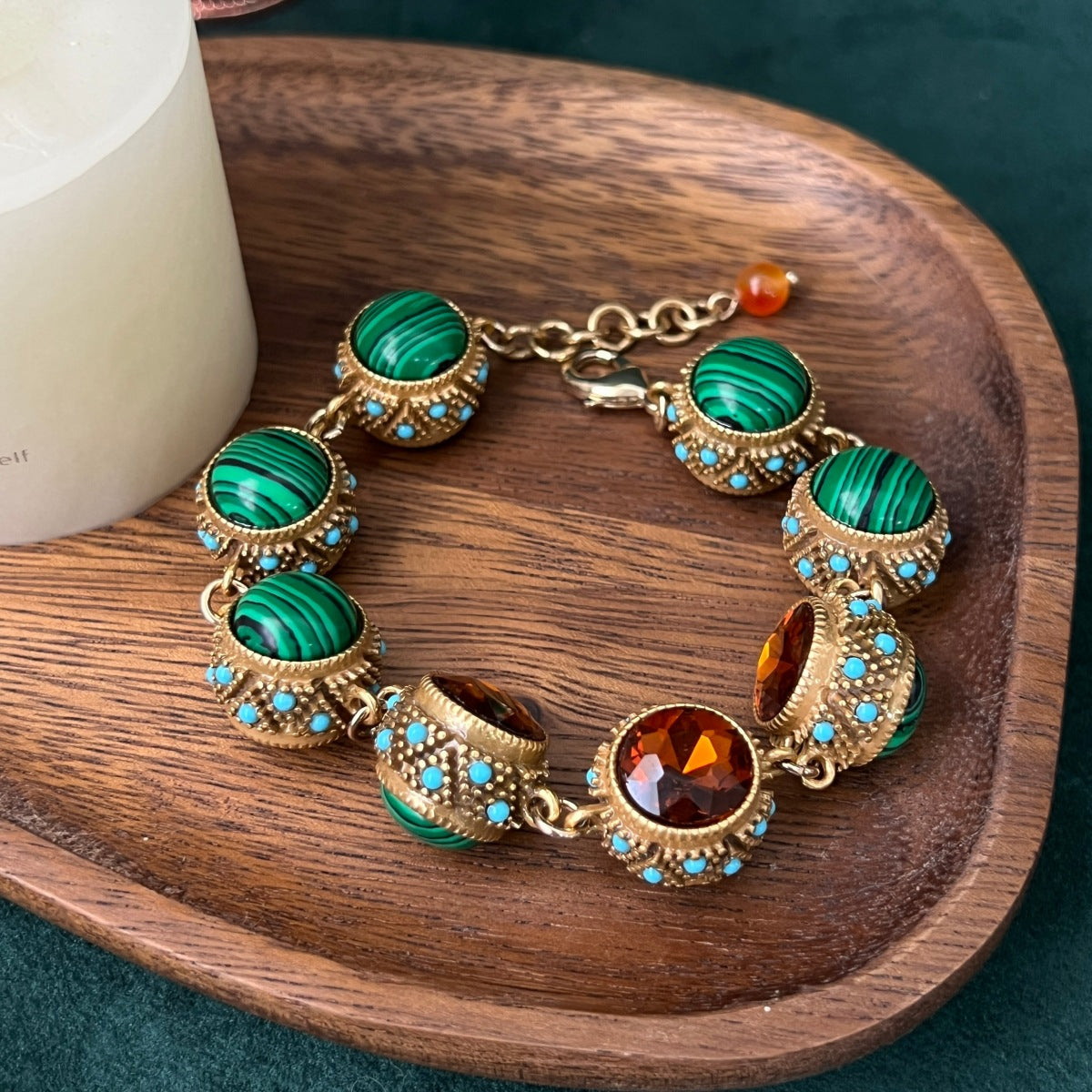 Women's Vintage Multi-stone Inlaid Natural Tigers Eye Bracelet