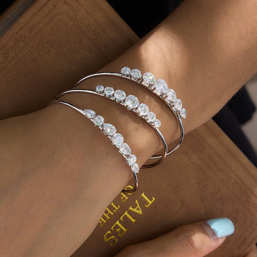 Silver Zircon Bangle Collection