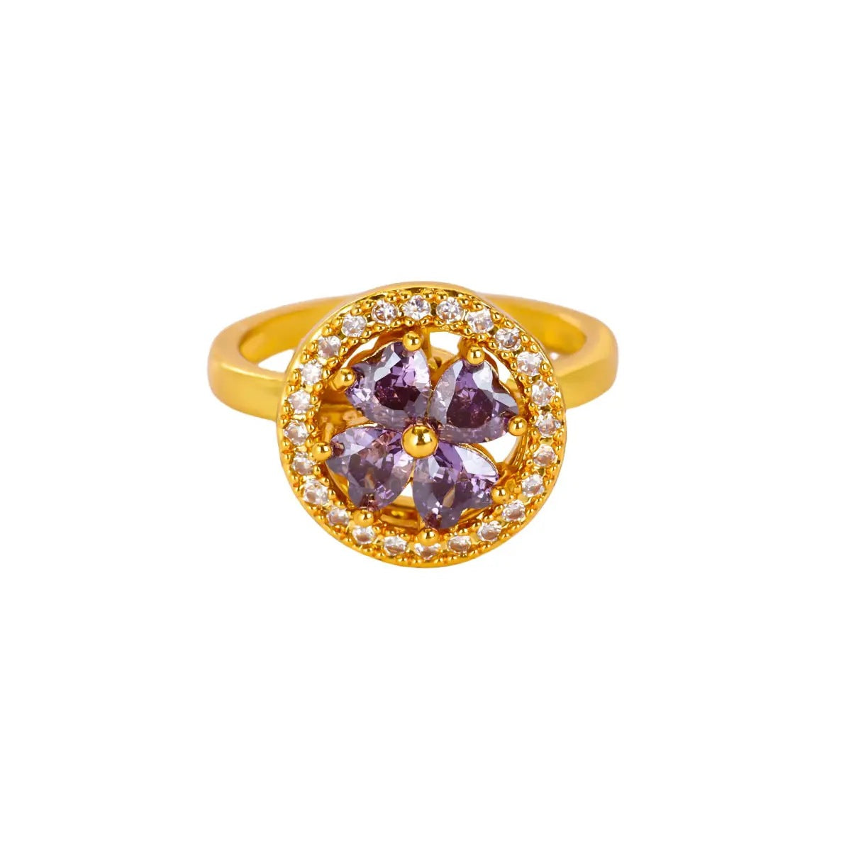 Women's Colorful Zircon Flower Open Ring