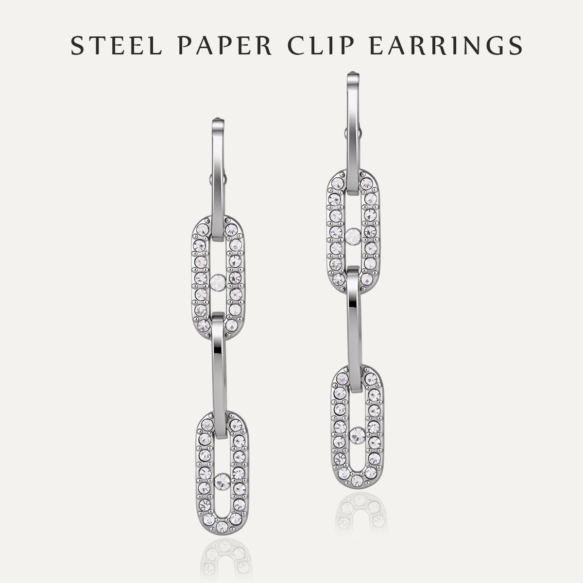 Crystal Paperclip Drop Earrings