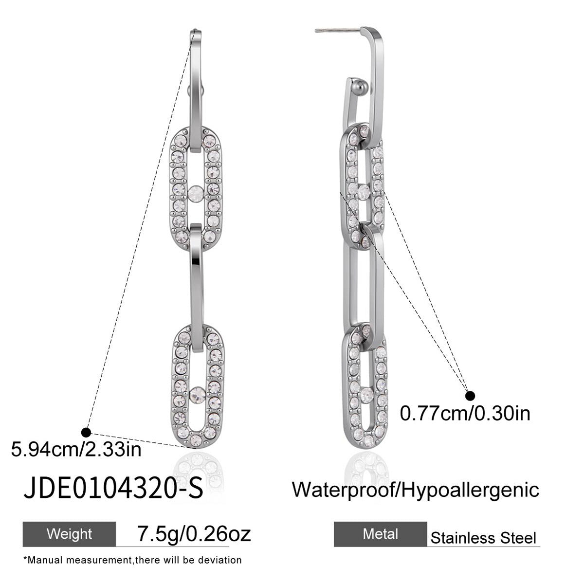 Crystal Paperclip Drop Earrings
