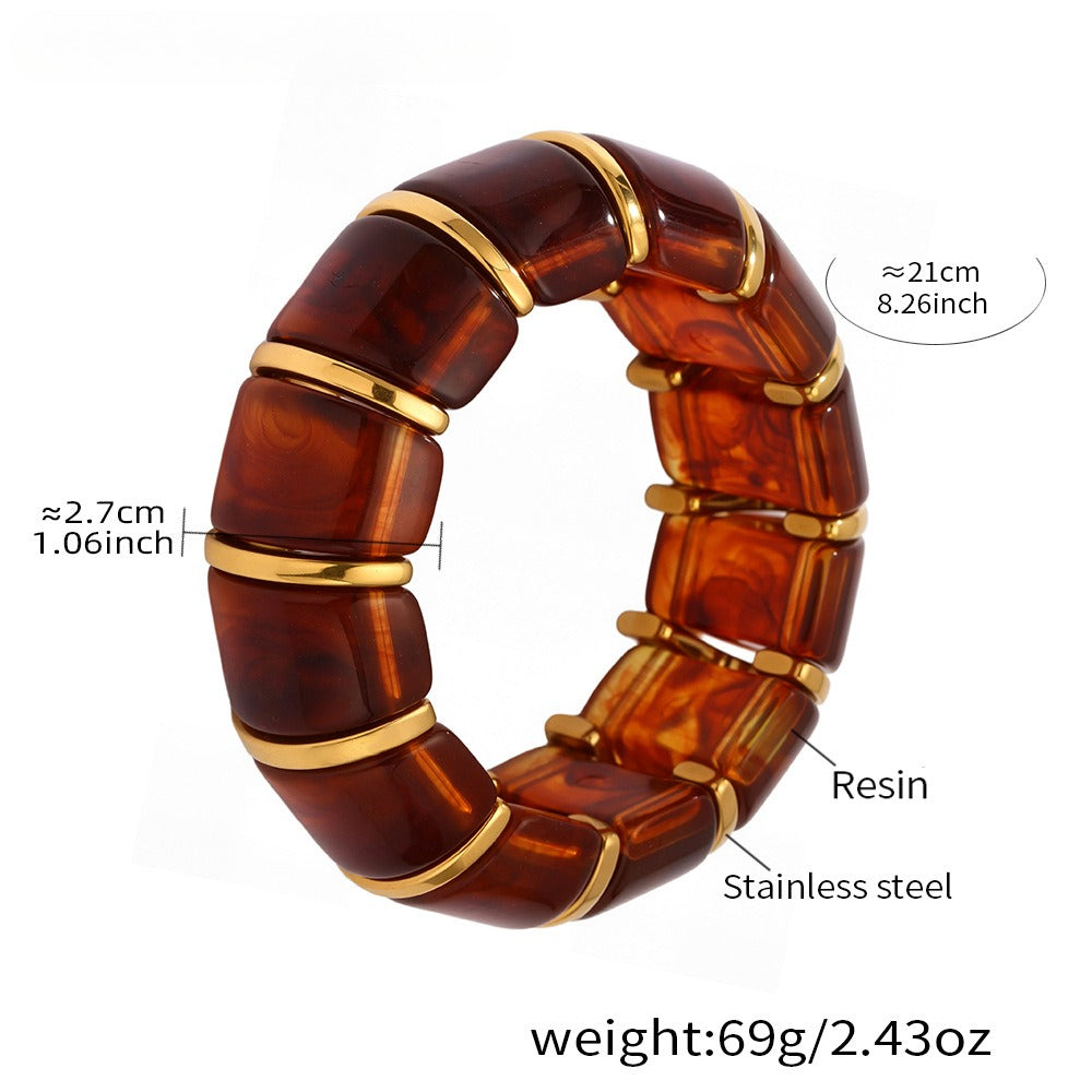 18k gold fashionable luxury resin elastic rope bracelet