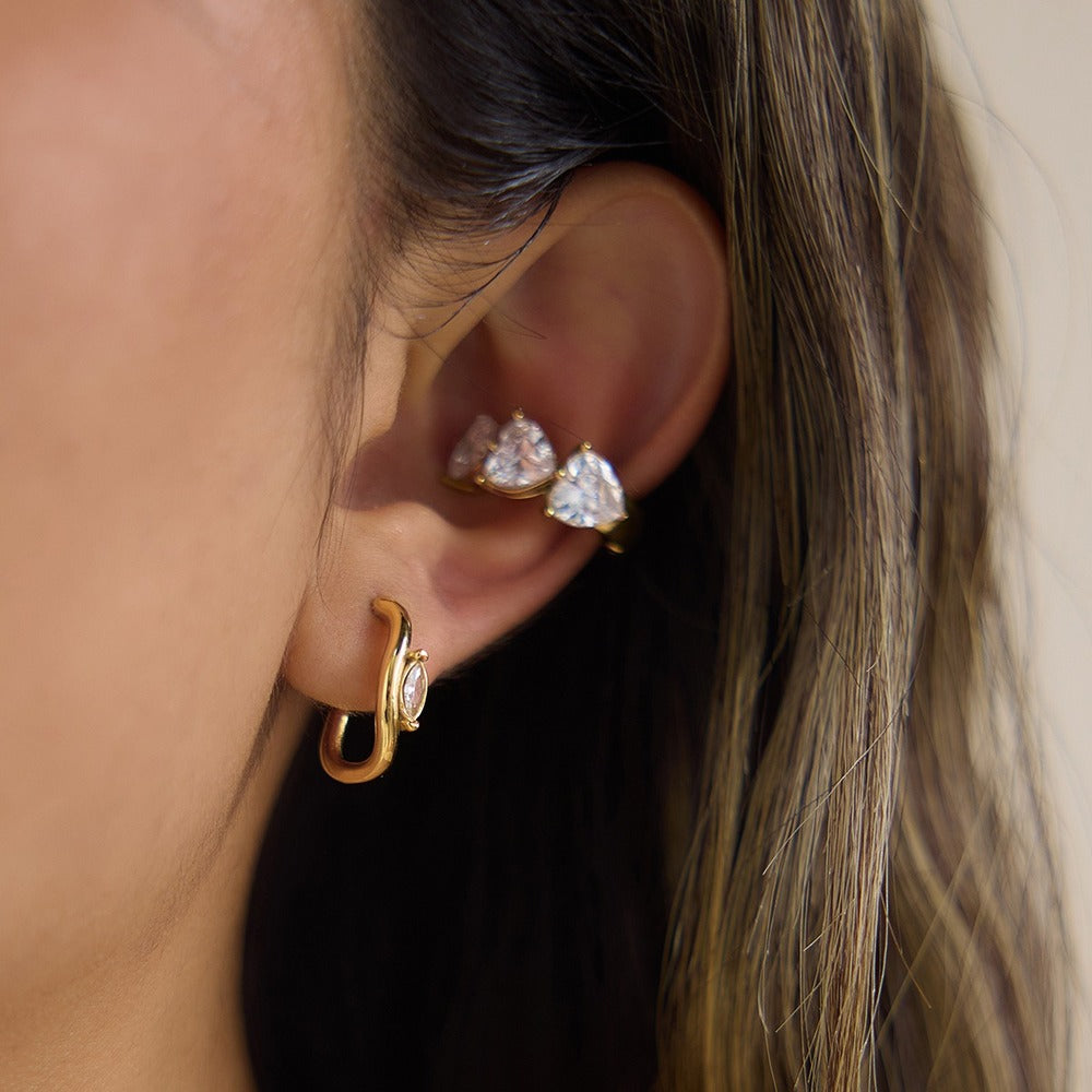 Curved Zircon Hoop Earrings