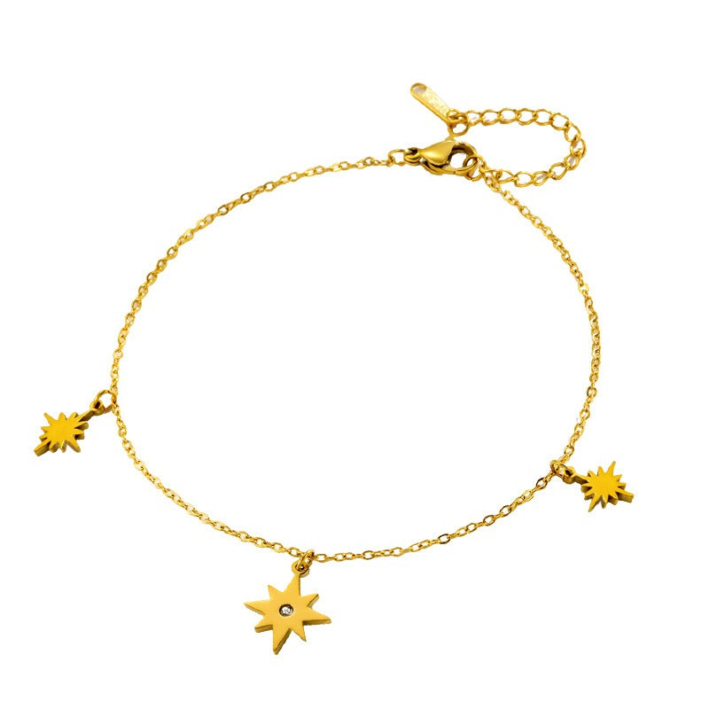 18k gold personalized star women's anklet