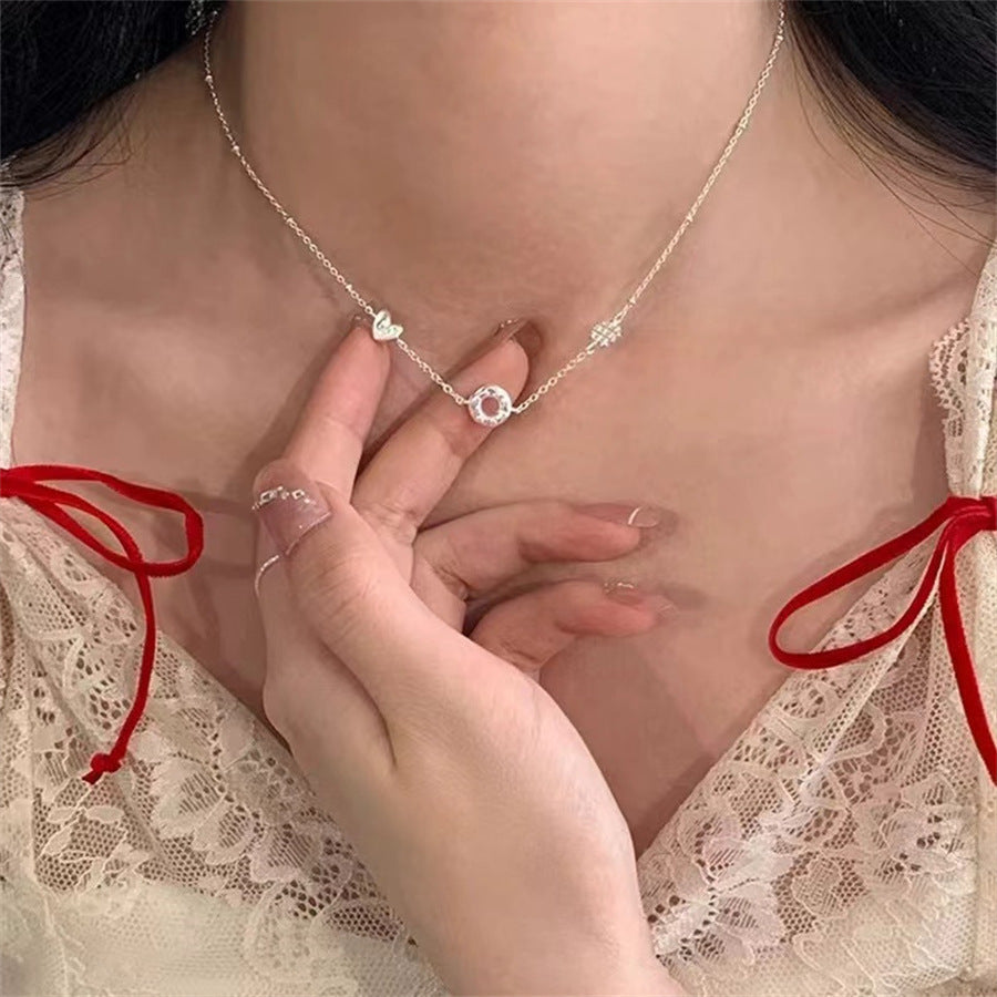 Daily Versatile S925 Sterling Silver Aquamarine Butterfly Necklace For Women, Non-Fading, Niche, High-End, Accessible Luxury Clavicle Chain New