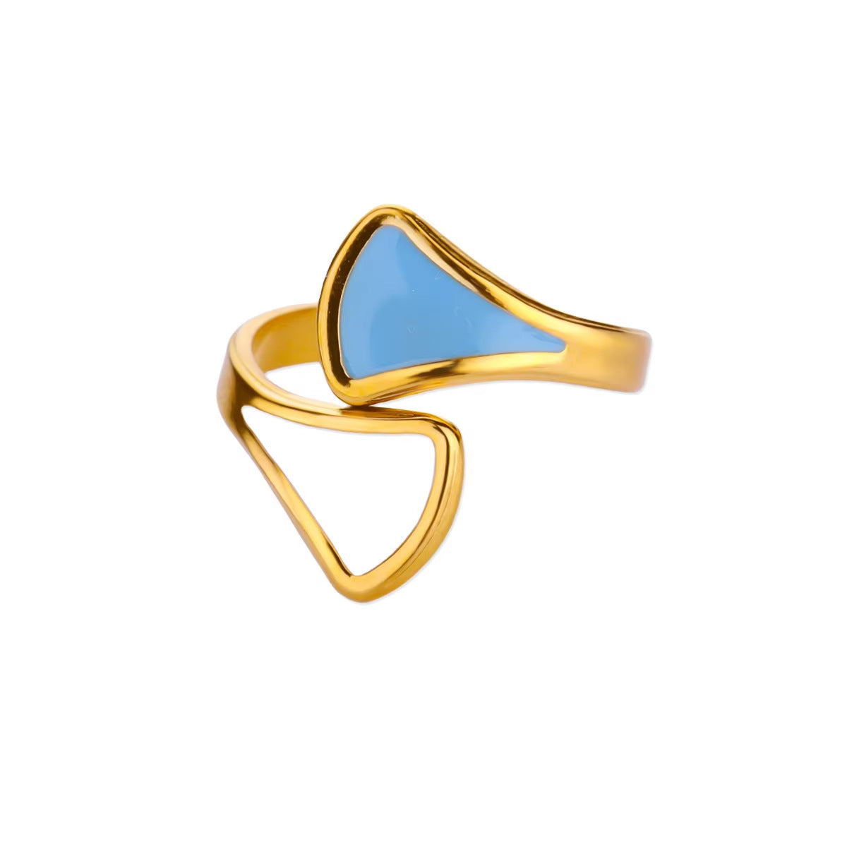 Women 18K Gold Plated Open Ring, Multi-Layer Hollow Design, Sparkling Cubic Zirconia, Minimalist Luxury Temperament Ring