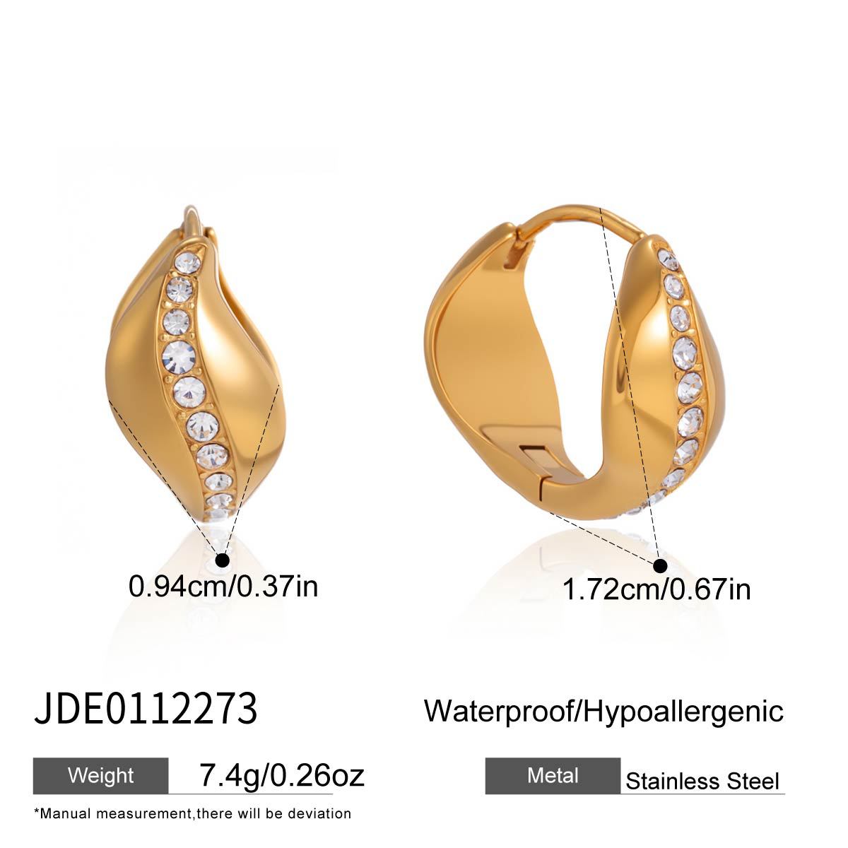 Wave Zircon Huggie Earrings Collection