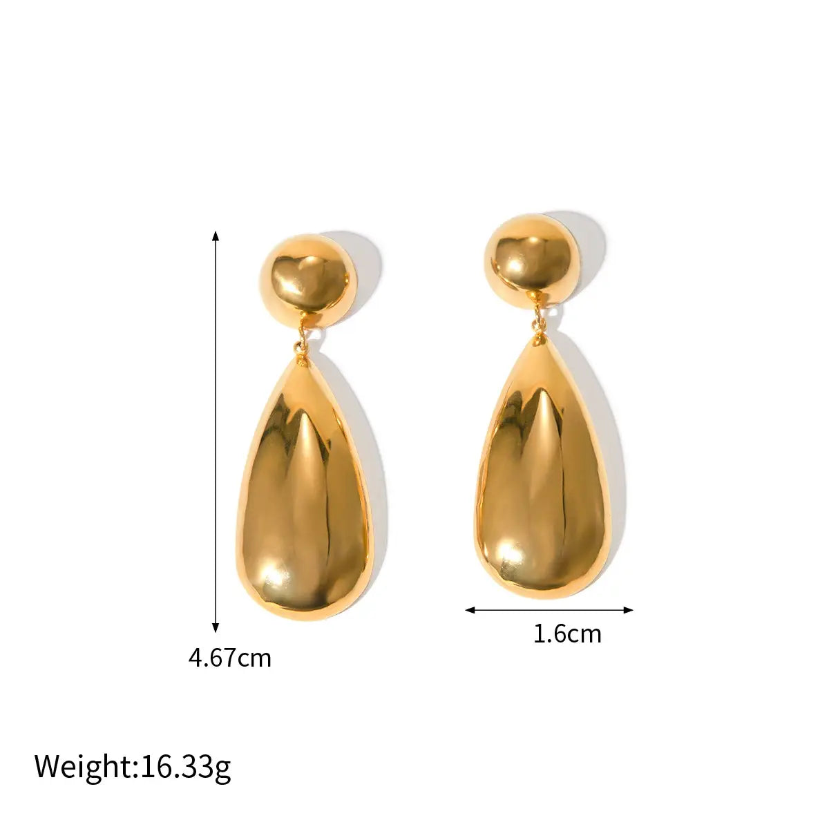 18K gold geometric inlaid pearl design simple personality earrings
