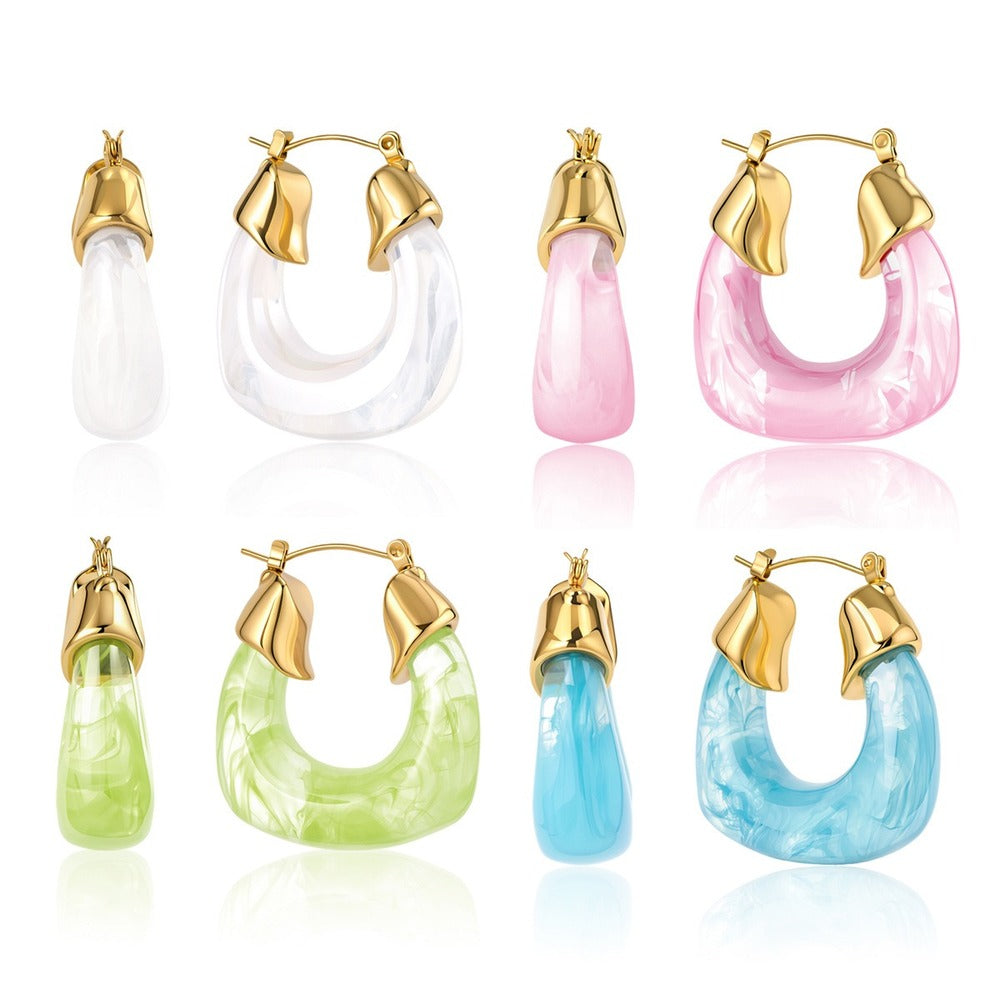 Color Resin Hoop Earrings Collection