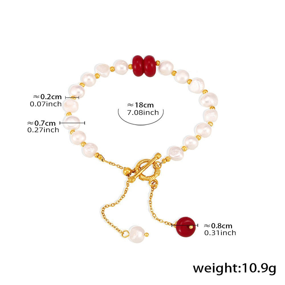 18K gold pearl with OT buckle design exquisite fashion bracelet