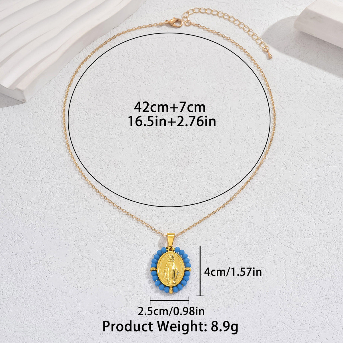 European And American Fashion Palace Style Long Chain Female Niche Retro Goddess Mary Necklace All-match High-end Clavicle Chain