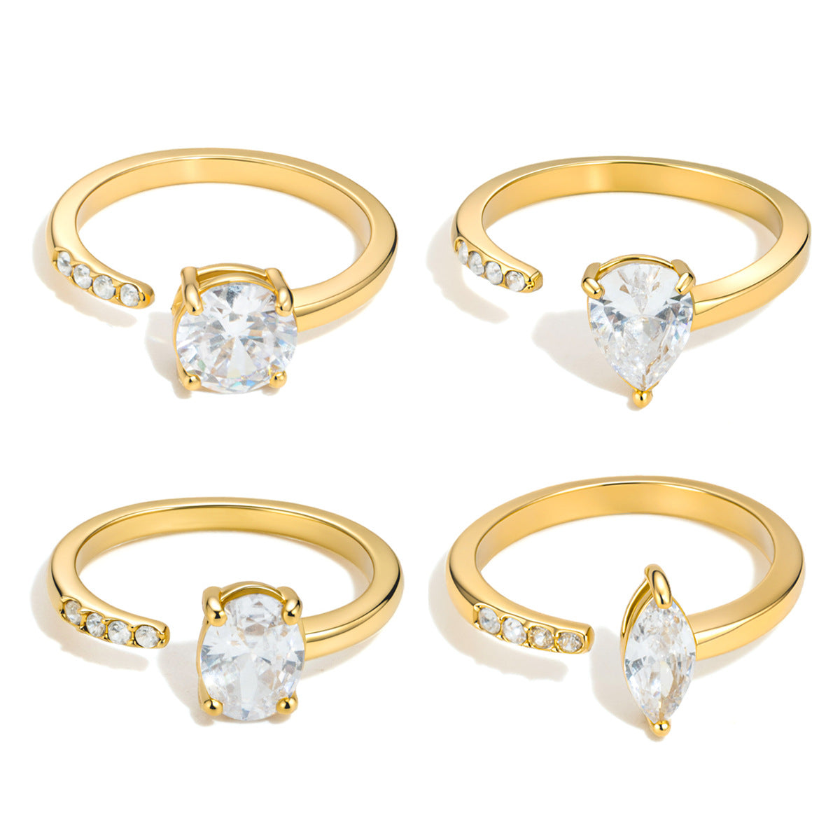 Four Style Zircon Ring Collection