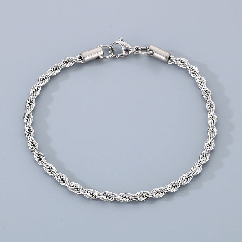 Stainless Steel Twist Chain Men's Bracelet Chain 18K Gold Button Chain Titanium Steel Manufacturer Non-Fading Cross-Border Fresh And Sweet