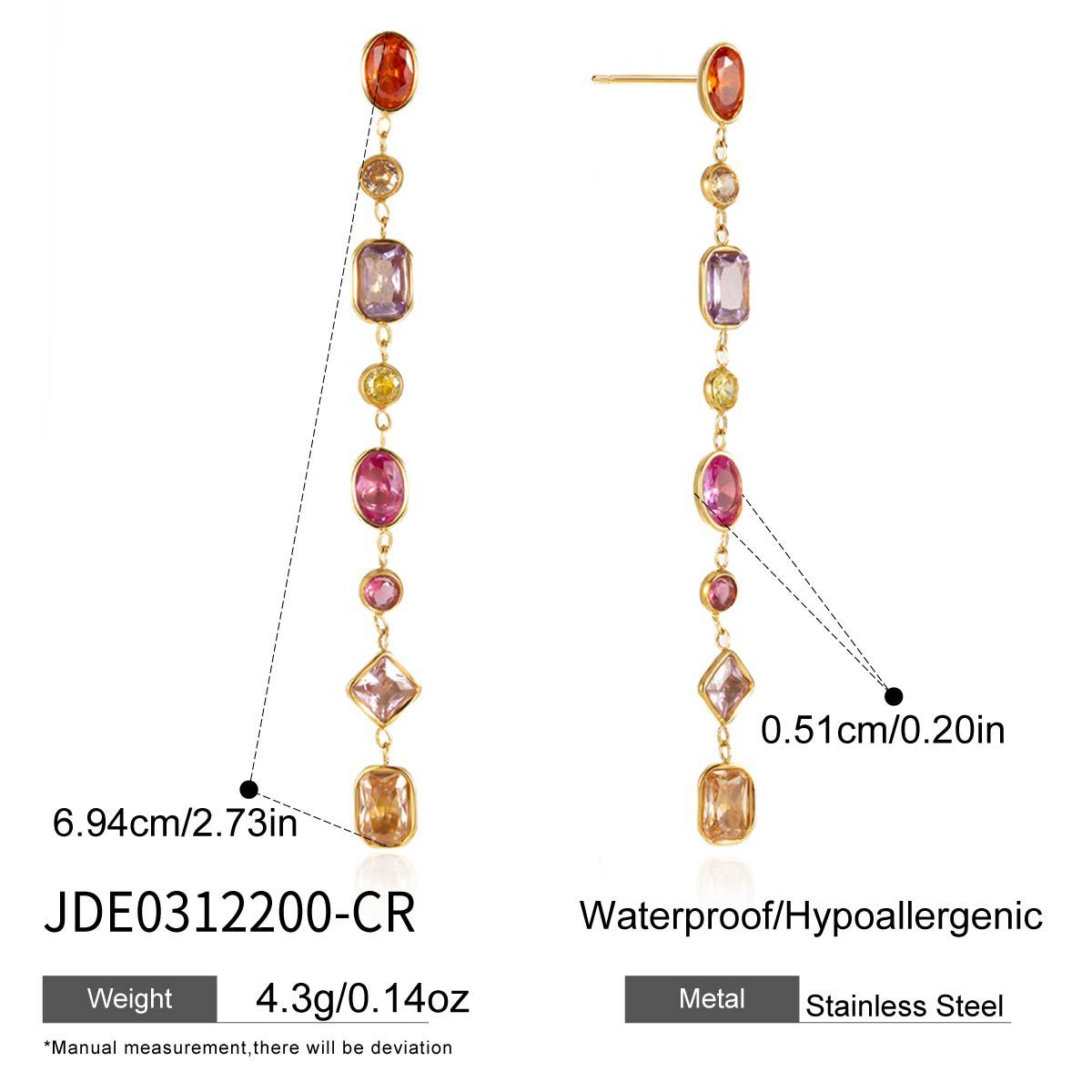 Color Zircon Tassel Earrings Collection