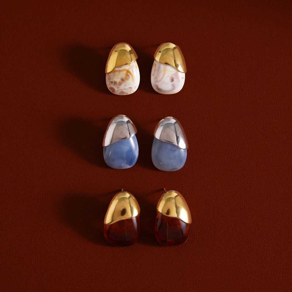 Marbled Resin Stud Earrings Collection