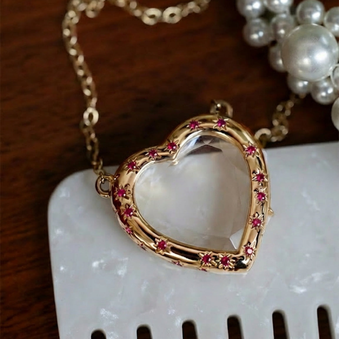 Pave Heart Locket and Charm Collection
