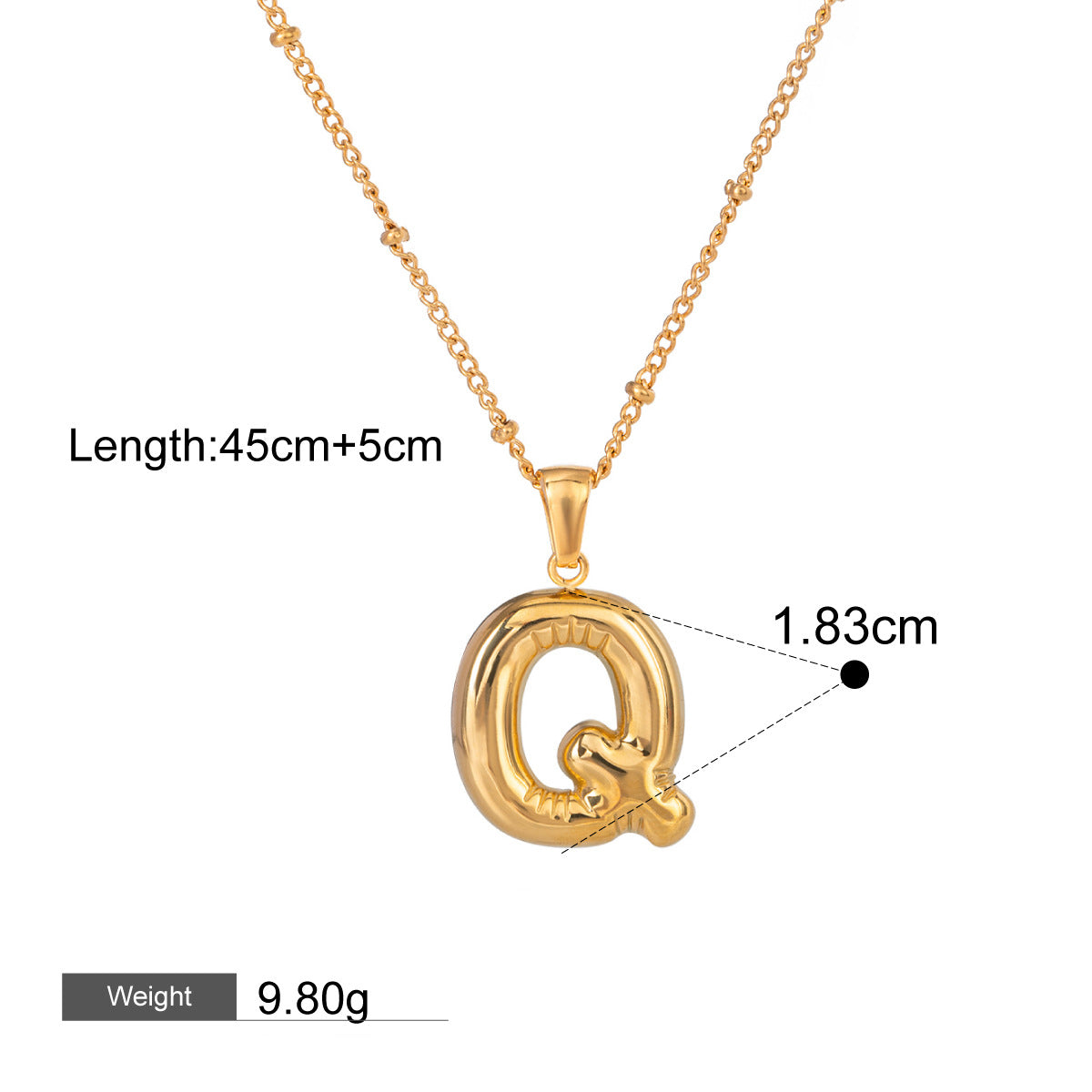 18K gold birthstone with letter design elegant necklace