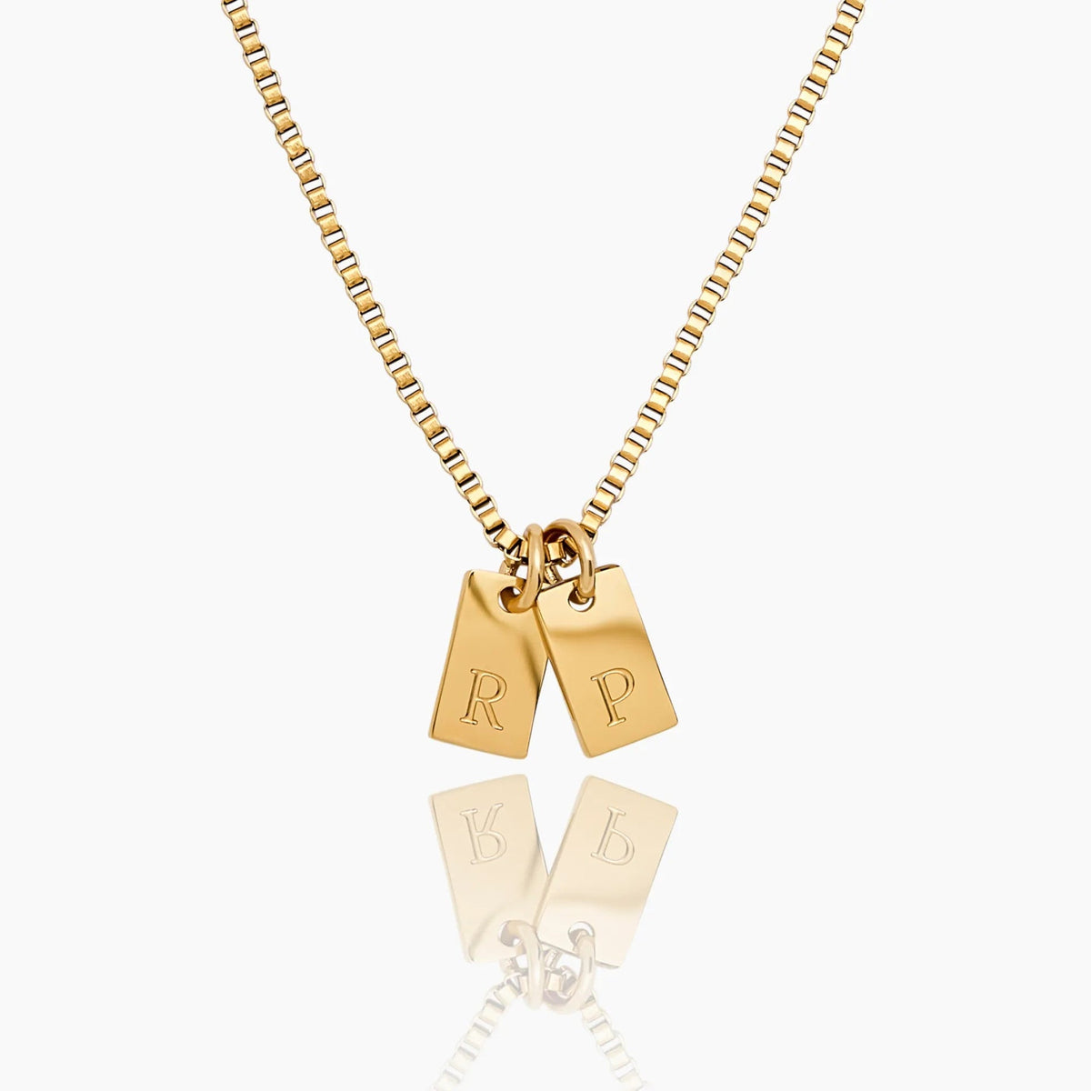 Stainless Steel Square Tag Letter Pendant Necklace