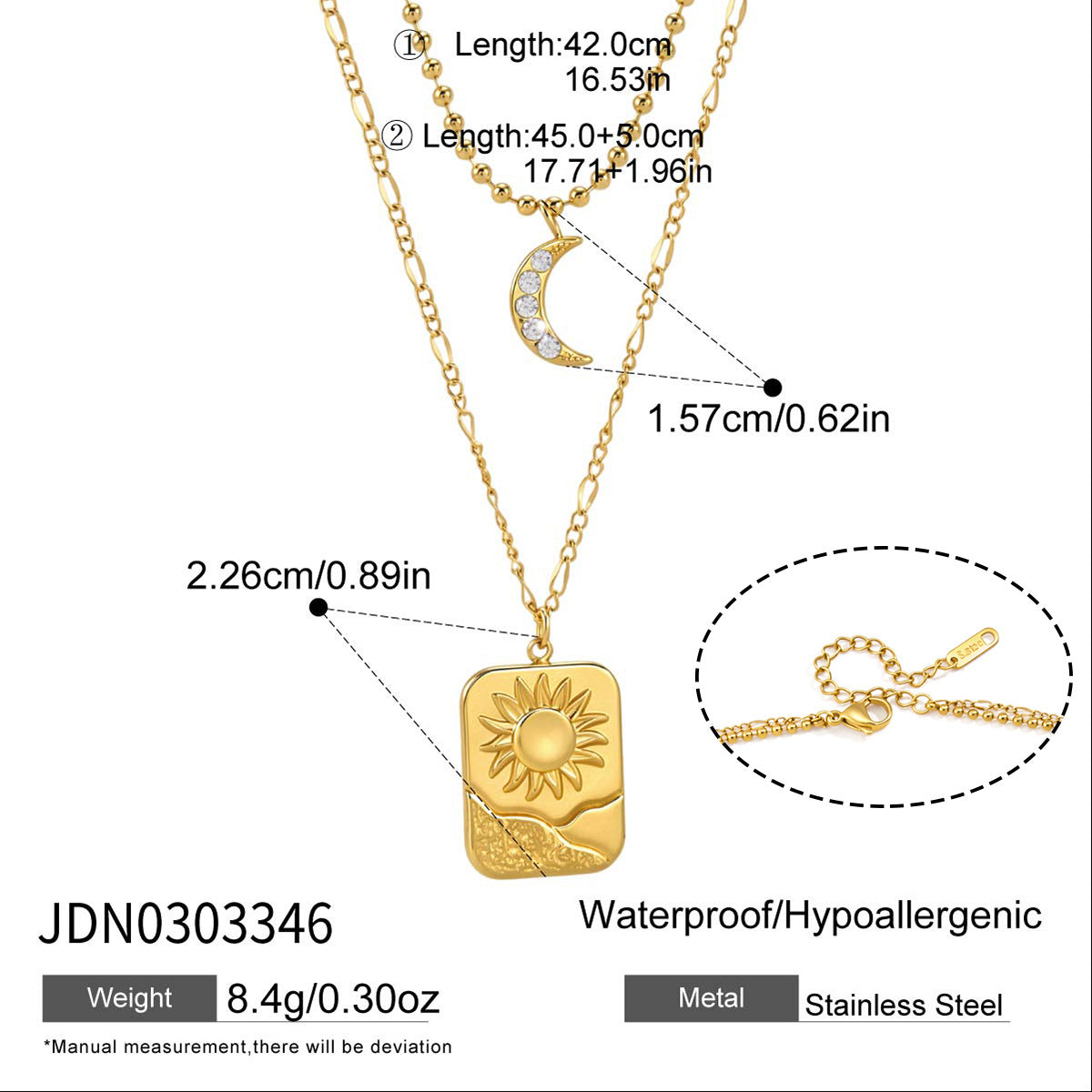 Square Pendant Layered Necklace