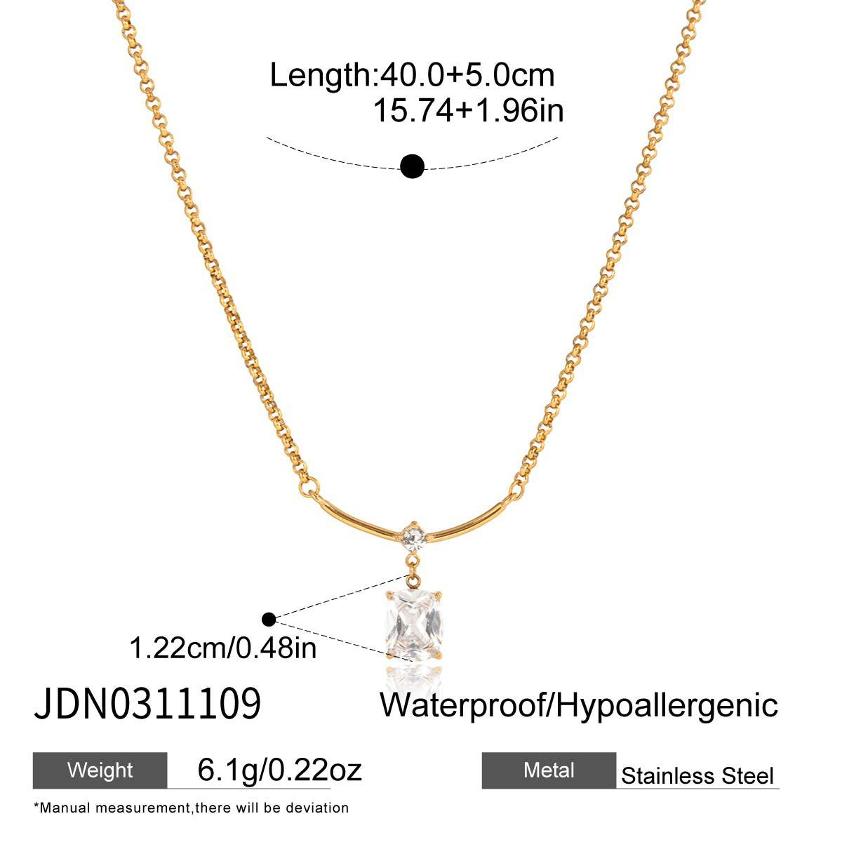 Zircon Drop Pendant Necklace