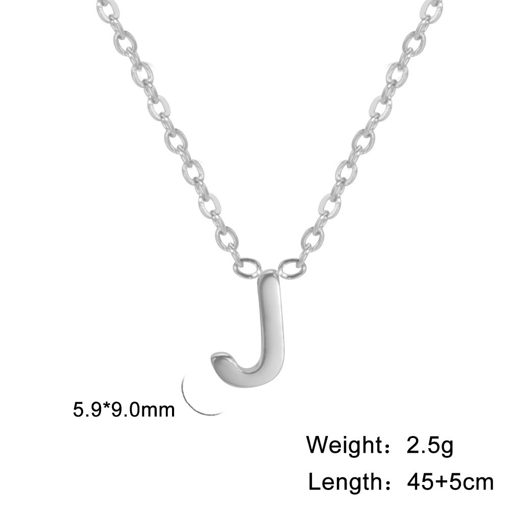 Hot-Selling Welded 26 Letters 18K Real Gold Electroplated Non-Fading Small Pendant Jewelry 304 Material Stainless Steel Necklace