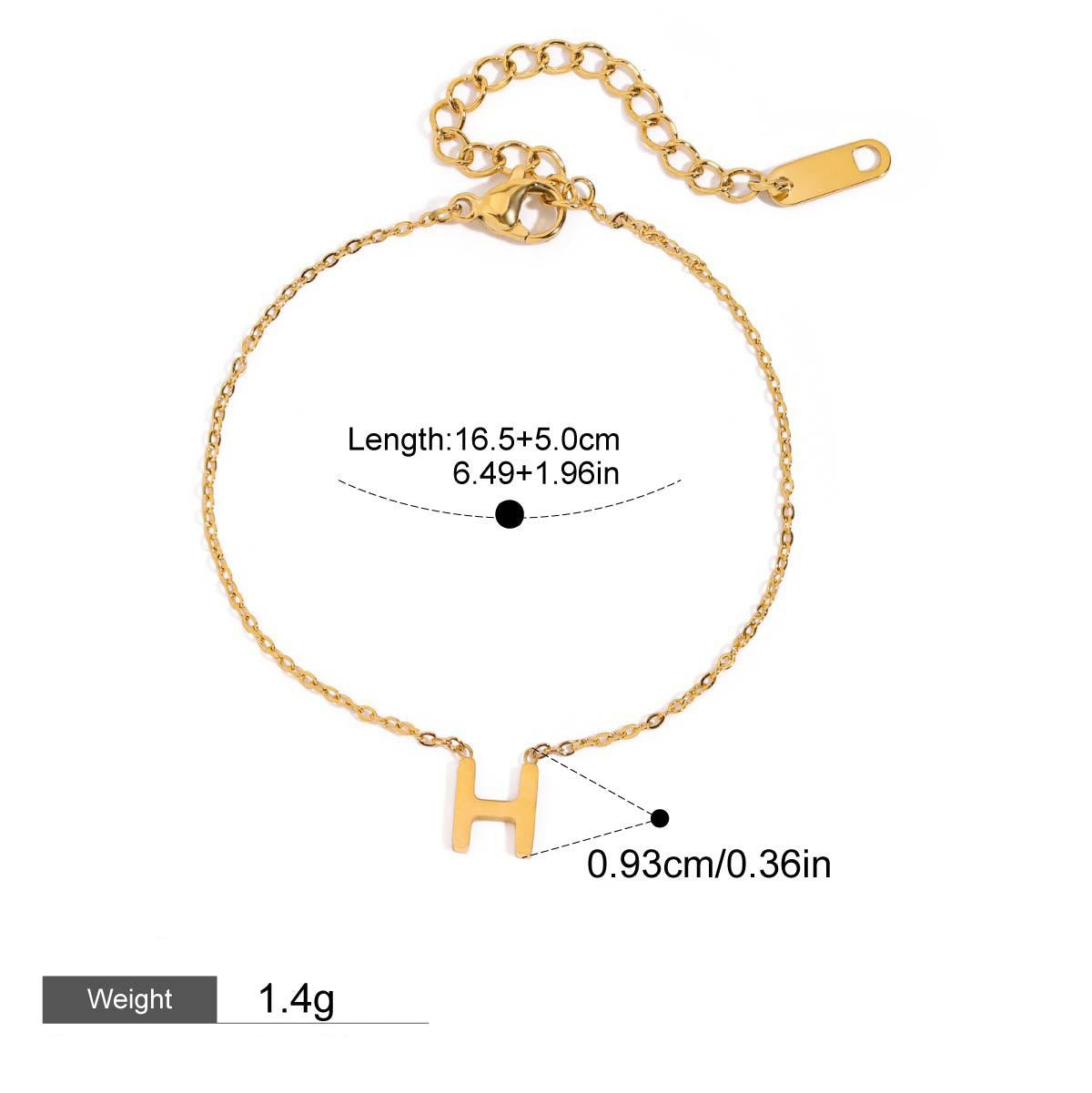18K gold 26 letters simple and elegant bracelet