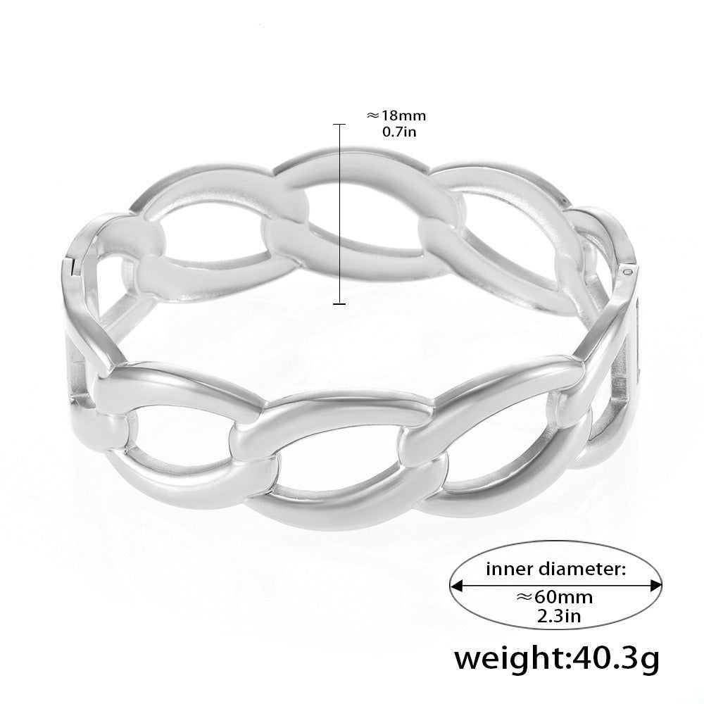 18K gold geometric shape with hollow design simple and elegant bracelet