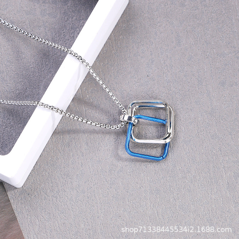 Trendy Men And Women Stainless Steel Necklace Sweater Chain Sansheng III Three Rings Stainless Steel Ring Interlocking Ring Wholesale