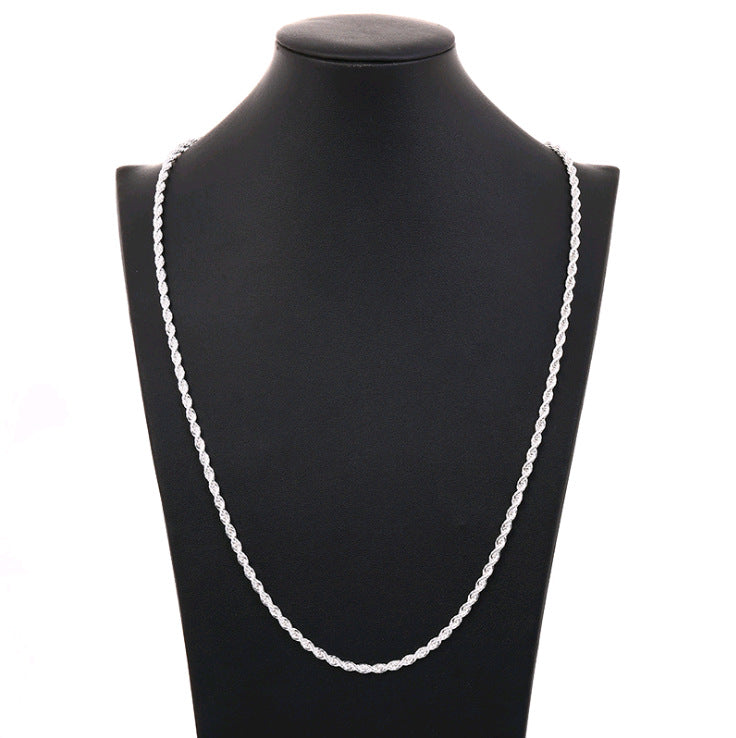 Twist Necklace Silver Plated 4MM Twisted String Necklace