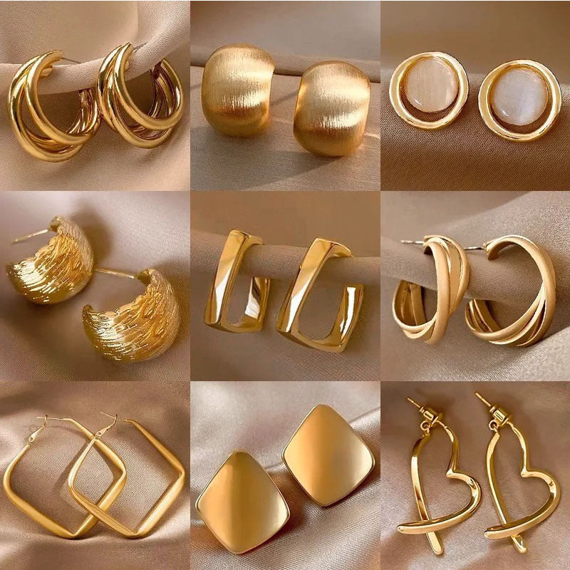 925 Silver Needle Internet Celebrity Same Style Gold Earrings Women's Light Luxury High-end Elegant All-match Earrings Retro New Earrings