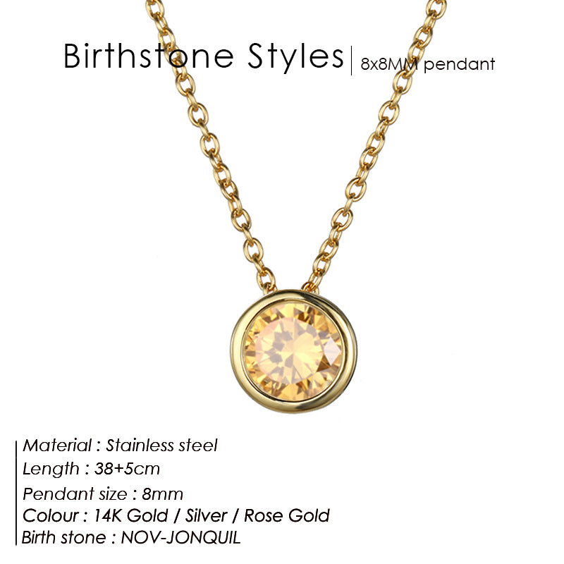 Single December Rhinestone Necklace Women's Short