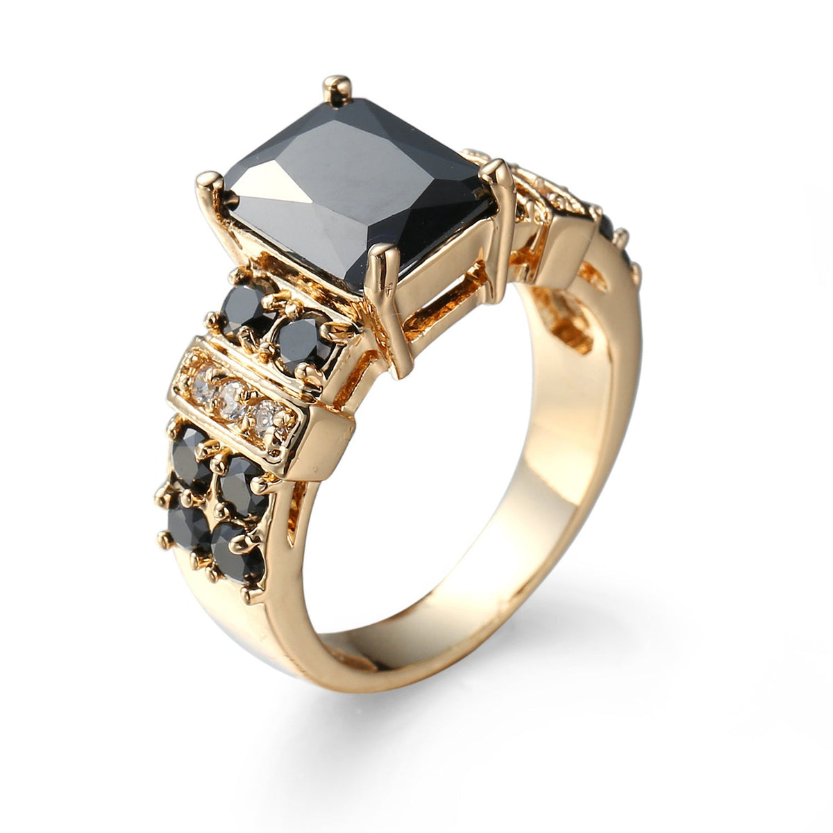 Copper Inlaid Zircon Punk Color Copper Ring