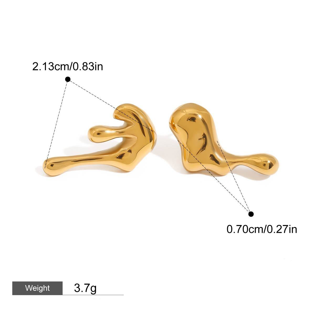 18K gold lava-shaped earrings with unique and simple design