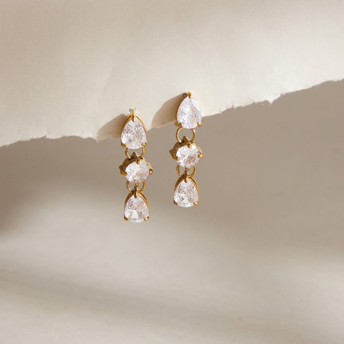Geometric Zircon Tassel Earrings Collection