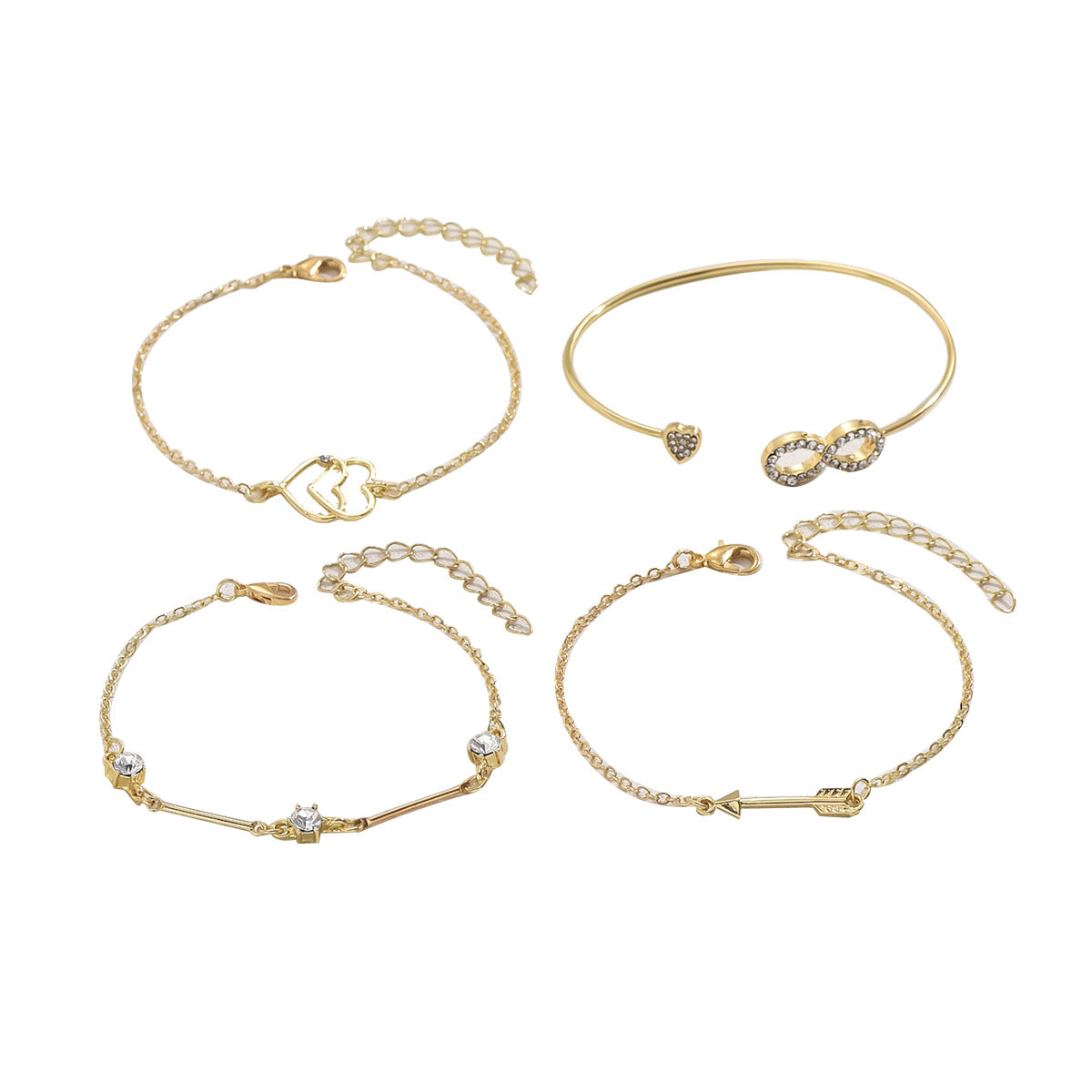 Ins Japanese And Korean Wind New Ladies Bracelet Suit Niche Love Wear Arrow Design Bracelet Multiple Bracelets Wholesale