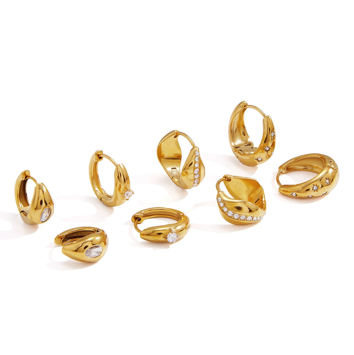 Mixed Shape Zircon Hoop Earrings Assortment