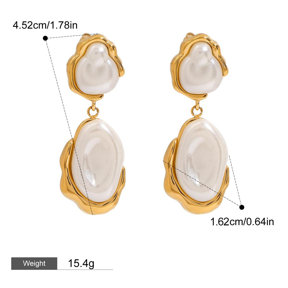18K gold inlaid irregular pearl design light luxury fashion necklace earrings ring set