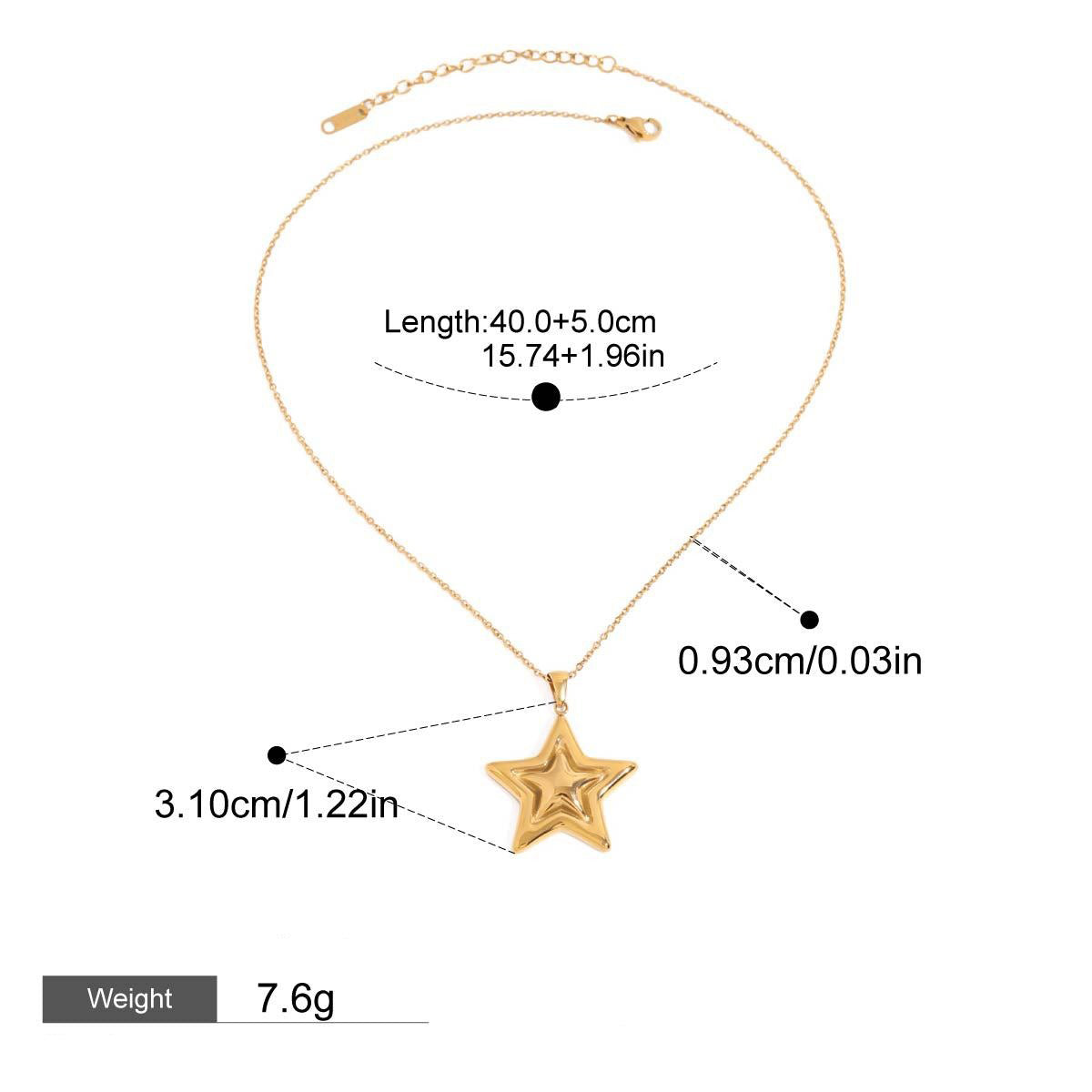 18K Gold Pentagram Design Fashion Personality Necklace
