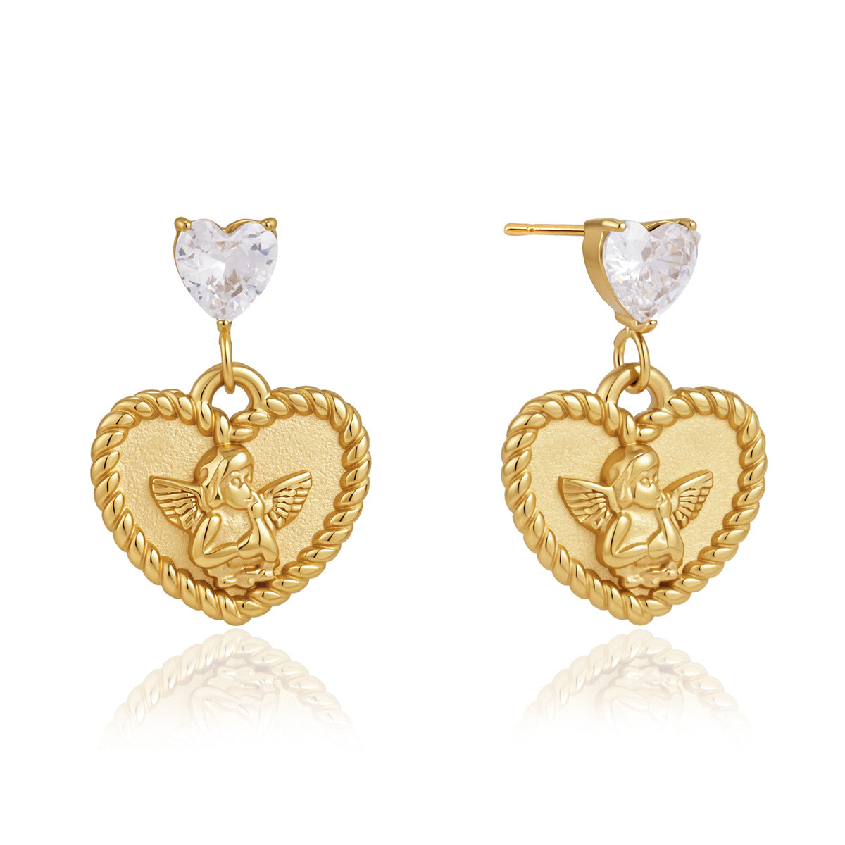 Angel Heart Zircon Drop Earrings