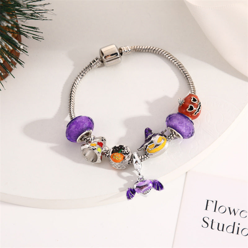 Cross-Border Christmas Gift Crystal Beaded Bracelet Pan's Girls' Jewelry Halloween DIY Kidsren's Snake Bone Bracelet