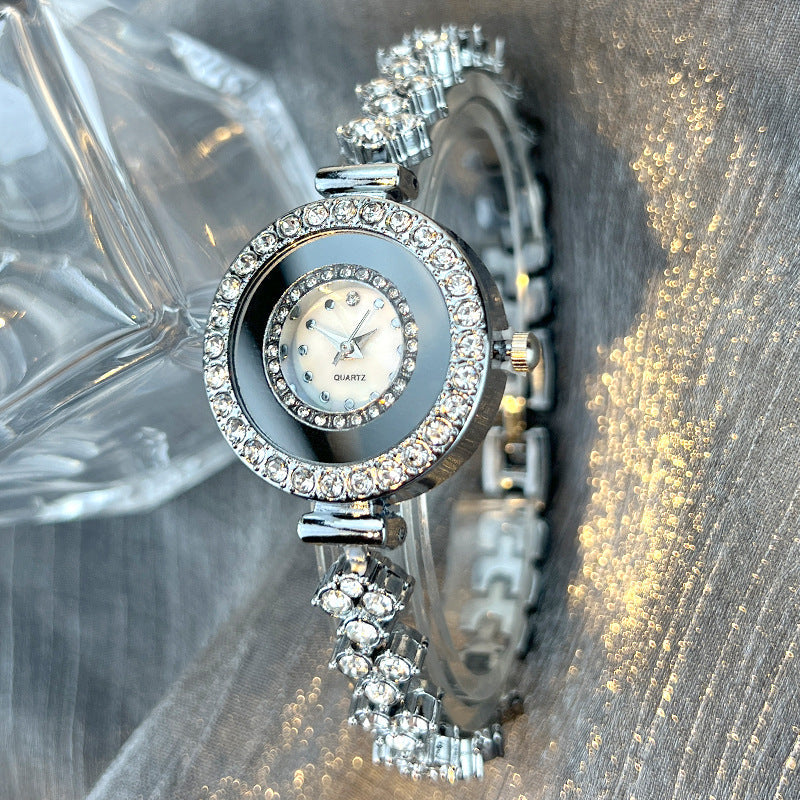Diamond-encrusted Glass Rhinestone Women's Quartz Watch