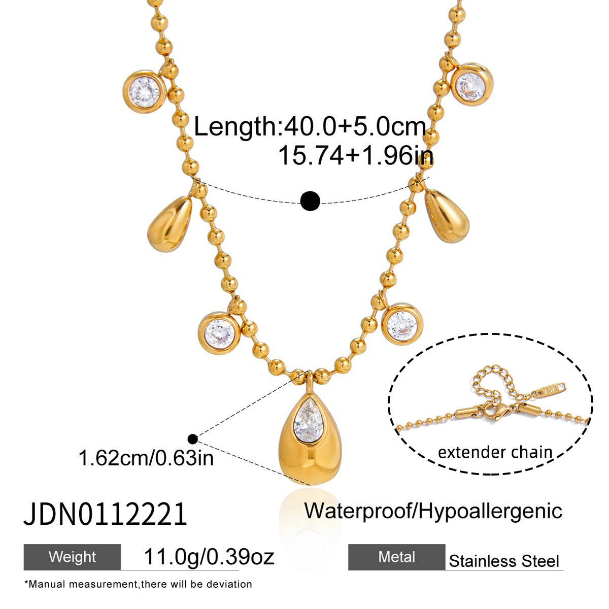 Zircon Teardrop Necklace