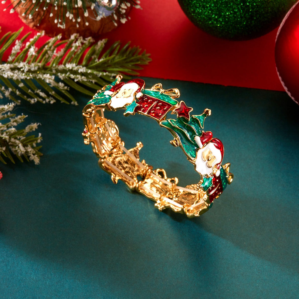 European And American Cross-Border Christmas Gifts Christmas Necklace Bracelet Earrings Set Female Cute Cartoon Bracelet Holiday Jewelry