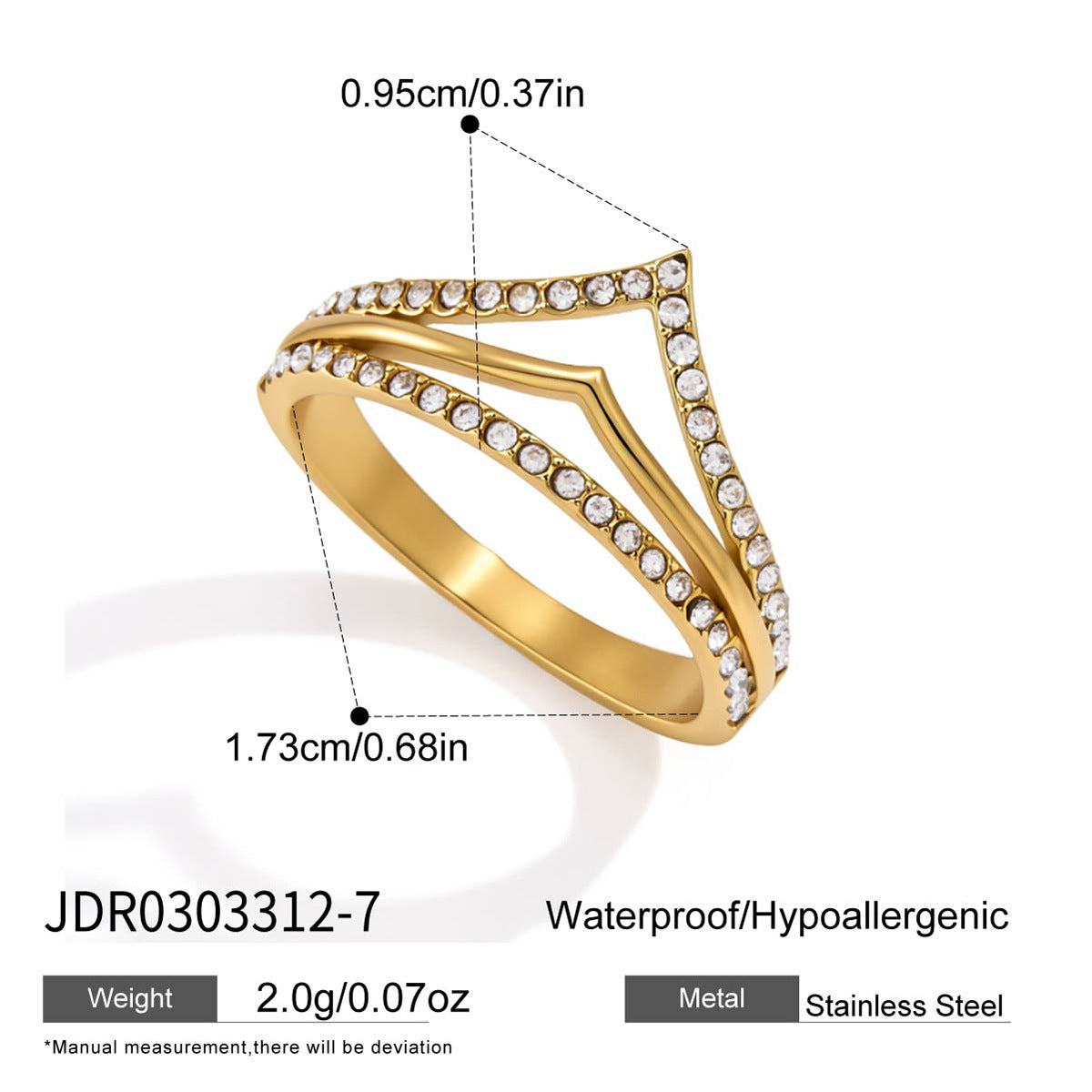 Layered Wave Zircon Ring