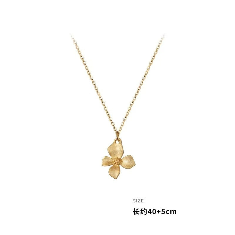 925 Silver-Plated Gardenia Pendant Necklace Women's Clavicle Chain High-End Niche Design 2025 New Style