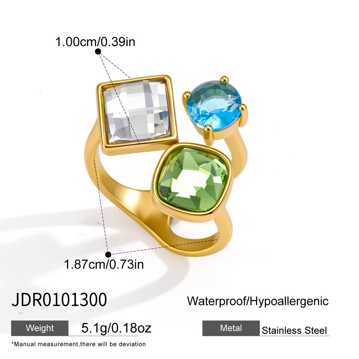 Color Stone Zircon Ring