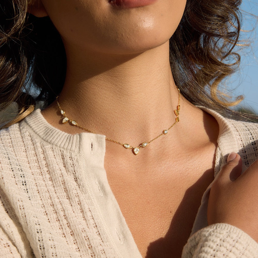 Pearl Zircon Pendant Necklace
