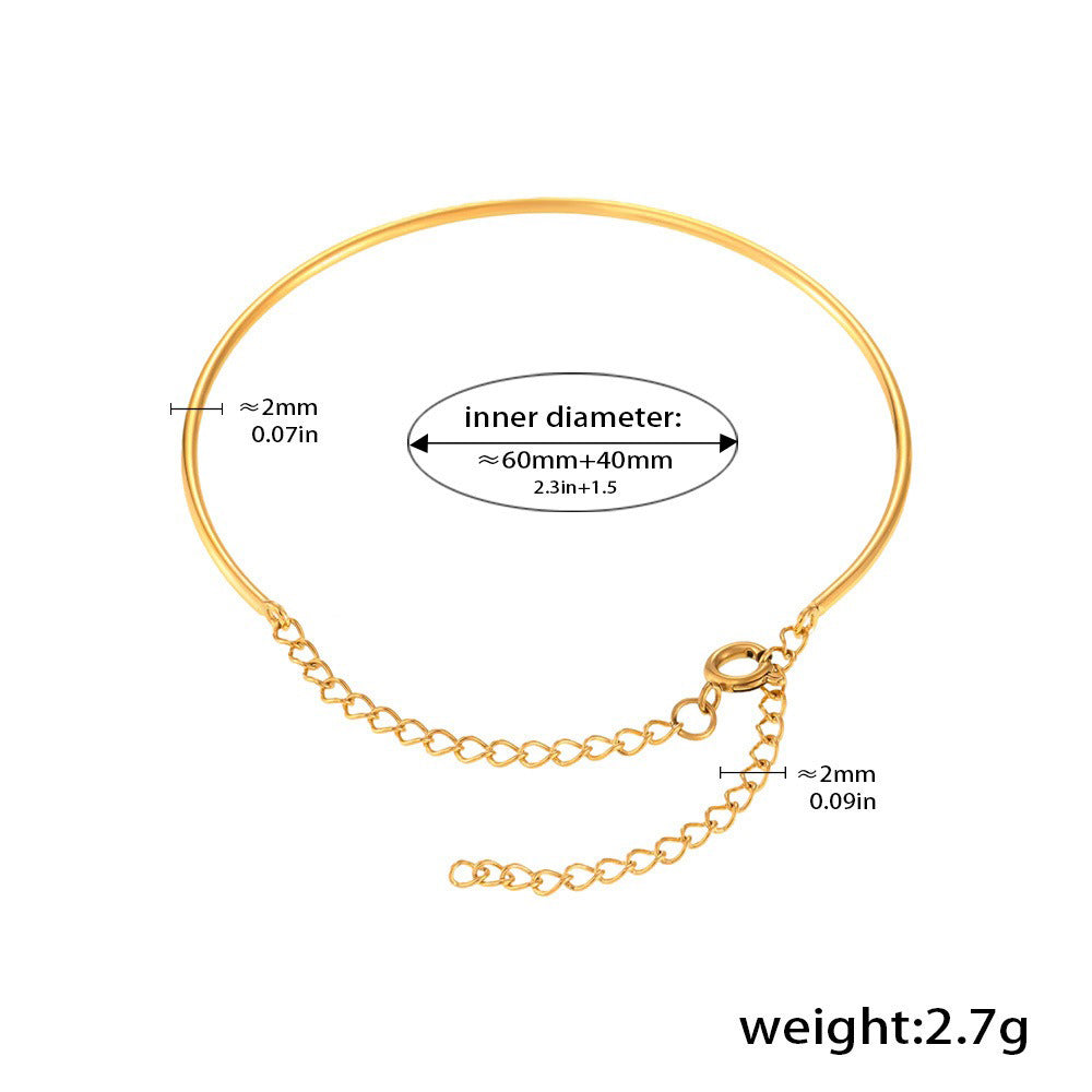 18K gold C-shaped ring with chain design classic fashion bracelet