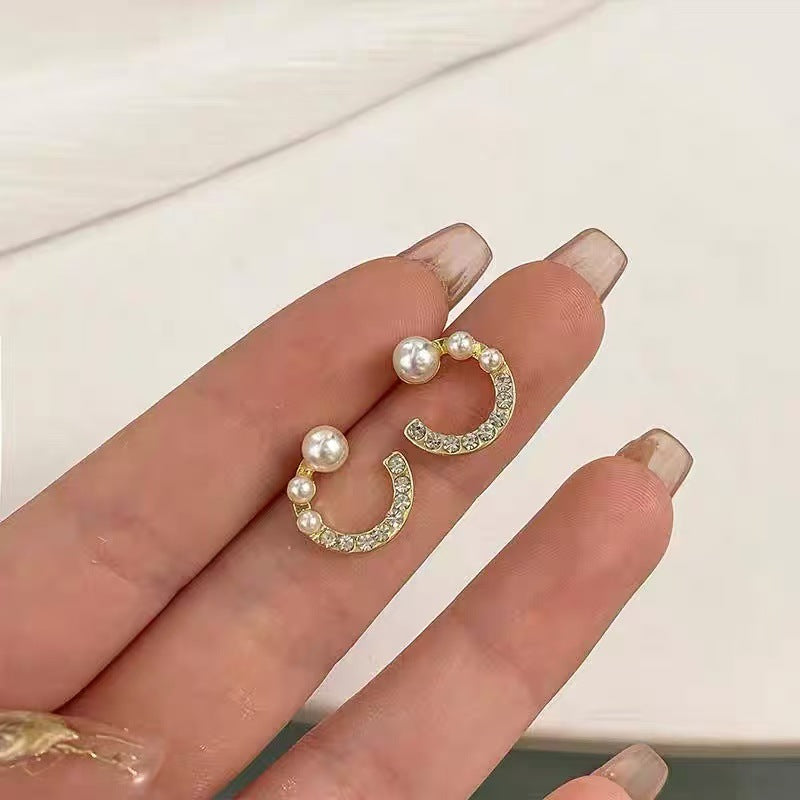 925 Silver Needle Internet Celebrity Same Style Gold Earrings Women's Light Luxury High-end Elegant All-match Earrings Retro New Earrings